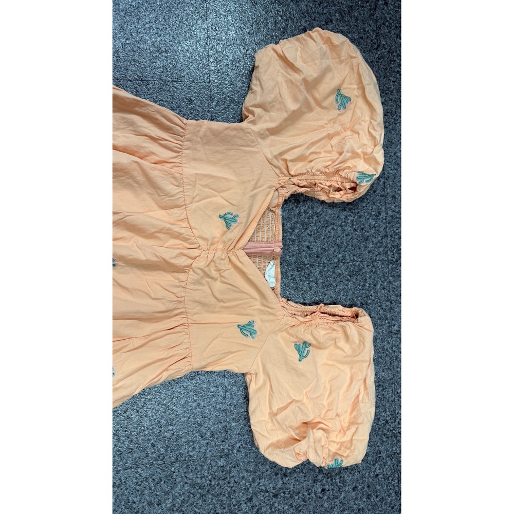 Altar'd State Cactus Embroidered Mini Dress Womens Medium Peach Excellent Boho - Picture 4 of 8